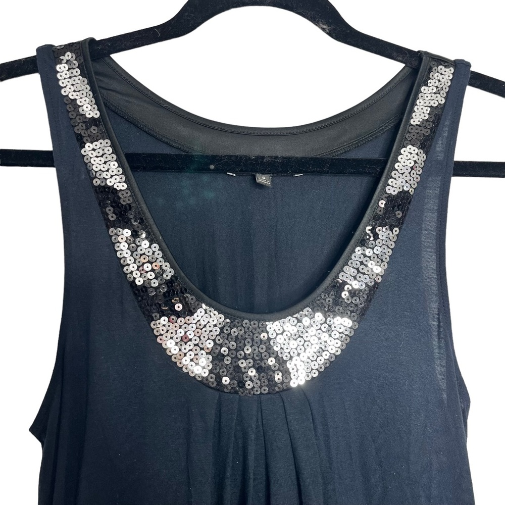 11) Express Black & Silver Sleeveless Sequin Scoopneck Dress Size Small - Picture 8 of 12